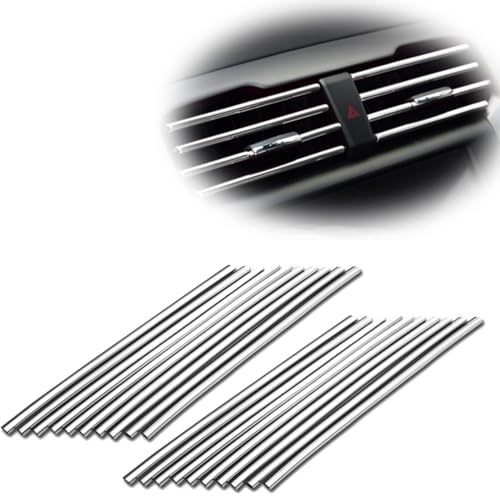 20 Piezas Tiras Decorativas para el Aire Acondicionado del Coche, Accesorios para el Interior del Coche, Tira Decorativa Multicolor para la MayoríA de las Salidas de Aire (Plata)