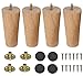 Produktbild LCOUACEO Möbelfüße Holz Tischbeine 4 Stück Konisch Möbelbeine Ersatz 12cm Sofafüße Holzbeine für Möbel Schrank Beine Schrankfüße mit Montageplatte Gummipads für Tisch Sofa Bett Schrank Couch