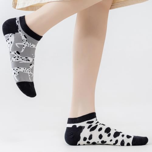 Image of 2 Pairs Funny Cartoon Animal Print Cotton Ankle Socks for Women Teens