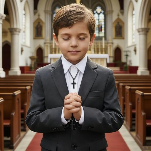 Image of Sereney Cross Necklace for Boys, 8th 9th 13th Birthday Gifts for Toddler Kids Teen Boys Girls, Baptism Gift Mustard Seed Jewelry as Rcia Christian Religious Necklace for Son Daughter Pendants