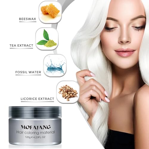 White Temporary Hair Color Wax - SOVONCARE Washable Hair Dye for Men & Women, All-Day Hold Disposable Hair Styling Clays for Party, Cosplay & Daily 4.23 oz