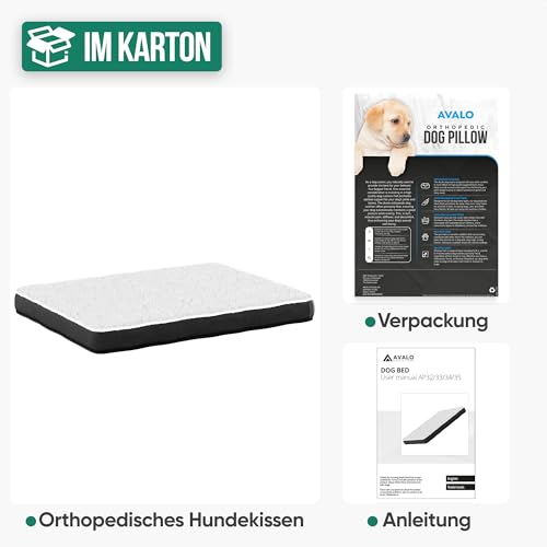 Avalo Orthopädisches Hundebett S - 45x65 cm - Waschbar/Memory Foam/Anti-Rutsch - Orthopädisches Hundekissen