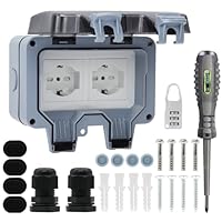 Prese Esterne Impermeabili IP66 - Doppia Presa Con Coperchio Per Giardino E Garage | 16A 250V - Foto 6