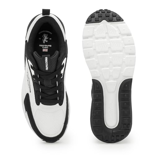 Image of Red Tape Men's Sneakers Black Pu Knit Rubber Printing Round Toe