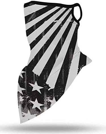 US Flag Triangle Rave Bandana Face Mask Scarf Ear Loops Neck Gaiter, Motorcycle Balaclava for Women Men