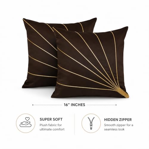 Image of Noor Silk Cushion Covers Pack of 7 | 16x16 Inches, Brown