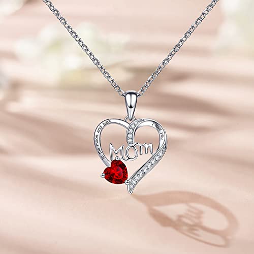 Love Heart Pendant Necklaces for Women, Mother's Day Gifts for Mom Grandma Wife from Daughter Son, I Love You Mom (With gift box) (Red) by ORICU - Used condition - Image 7