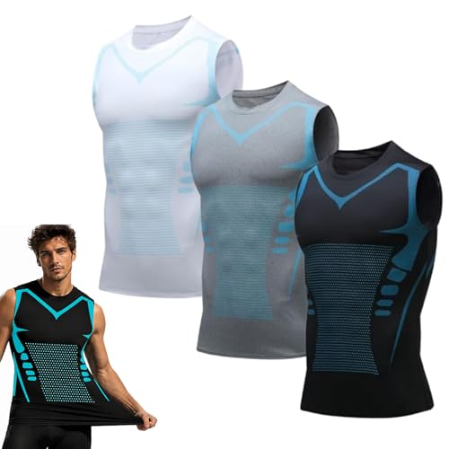 Shape Power Homme, Powershape Vest, DéBardeur De Compression Homme, Gilet Modelant Ionique Nouvelle éDition, Gilet Amincissant Et Gainant pour Homme en Soie...