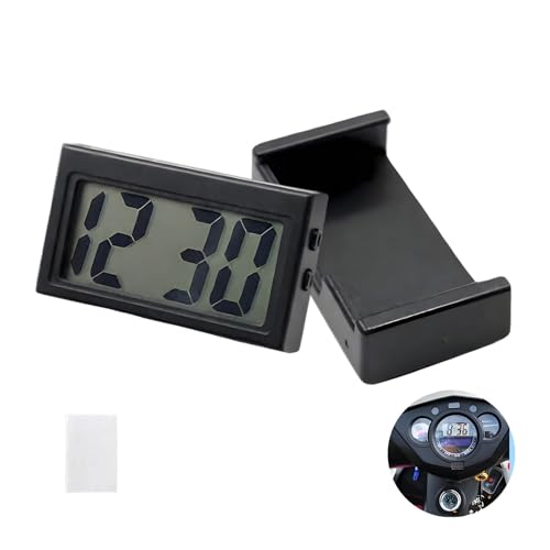 Horloge numérique de tableau de bord de voiture avec grand écran LCD, horloge adhésive LCD super lumineuse pour véhicule, pour tableau de bord, camion, table, couleur noire et design élégant (1)
