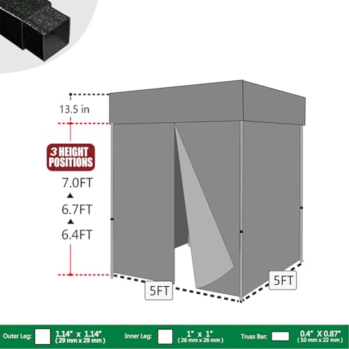 Image of Eurmax USA 5x5 Pop Up Canopy Tent,Commercial Tent with Patented No-Tip Rolling Bag,4 Zippered Removable Walls,UV & Water Resistant Top,Heavy Duty Outdoor Gazebo,Instant Shelter(Flat Printed Black)
