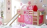 BERUHIGT SPIELEN und SCHLAFEN: Trittfeste Leitersprossen für sicheres hoch und runter steigen sowie ein hoher Rausfallschutz sorgen für einen entspannten Schlaf in diesem Mädchenbett.