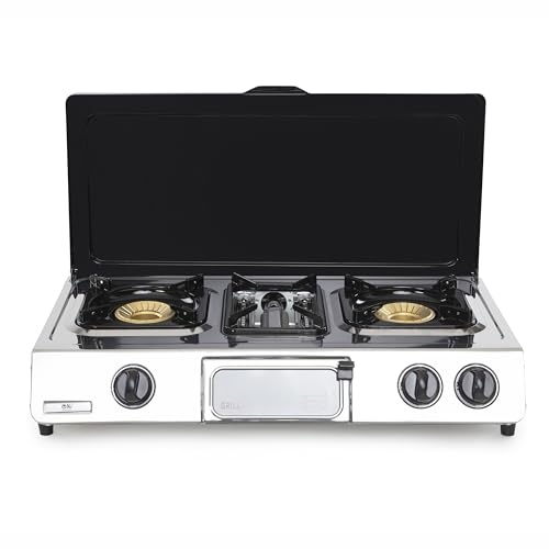 Four brûleur et gril de camping sur plaque de cuisson portable gaz - 3