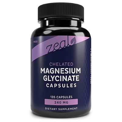 Zeal Chelated Magnesium Glycinate 240mg Capsules with NU-MAG Supports Sleep, Relaxation & Muscle Cramps | Non-GMO, Third Party Tested | 135 Capsules
