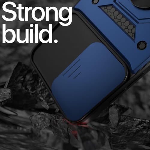 Image of AIBEX Back Cover for Motorola G57 Power 5G / Motorola G67 Power 5G | D10 Tough Armor Case | Sliding Camera Shield | 360 Protection | Kickstand Ring Holder | Military-Grade Bumper Case - Blue