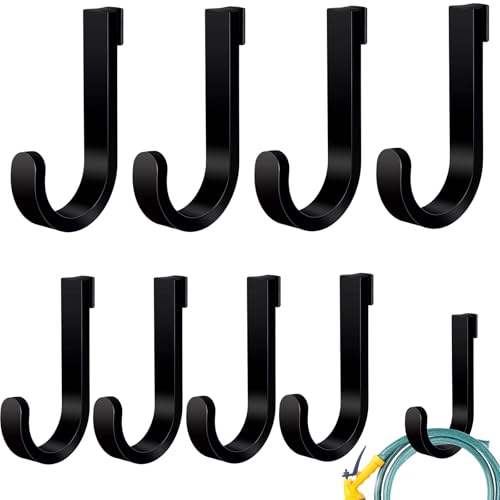 Qiyaz 8 Pack Black J Shed Storage Hooks Storage Hooks Compatible with Lifetime Sheds Shed Accessories Organization Parts Hanging Home Office Garage Bathroom Dressing Rooms Wall-Mounted Coat Racks