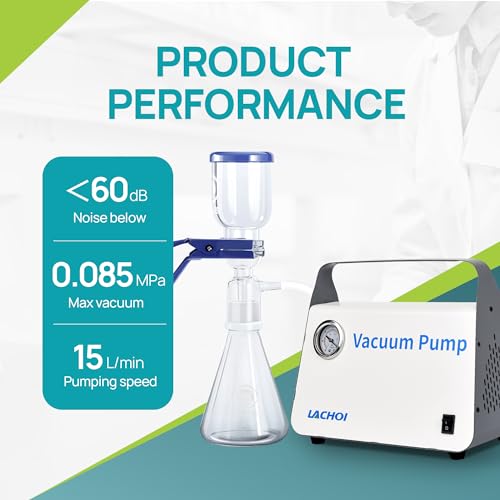 Lachoi Lab Vacuum Pump Portable Oilless Diaphragm Vacuum Filtration 15L/Min Flow Rate Oill Free Vacuum Positive And Negative Pressure For Laboratory With Rubber Tube thumb #3