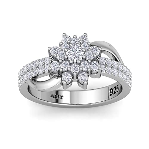 Image of AlitJewellery Flower Design Silver Ring 925 For Women CZ Stone 425