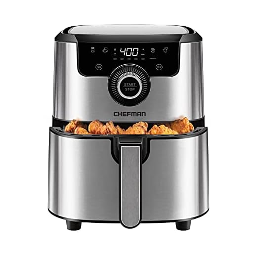 CHEFMAN Air Fryer Healthy Cooking, 4.5 Qt,User Friendly and Dual Control Temperature, Nonstick Stainless Steel, Dishwasher Safe Basket, w/ 60 Minute Timer & Auto Shutoff