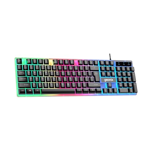 Geonix Cruiser K5, Wired Gaming Keyboard, 104 Keys, 1.5m Cable, 12 Multimedia Keys, USB Interface, RGB Colour, Plug and Play view 1