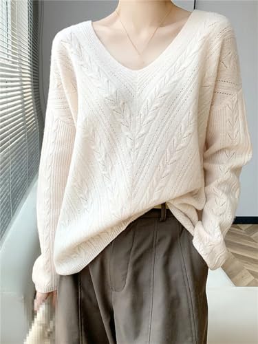 Women Wool Hollow V-Neck Pullover Cashmere Sweater Hollow Out Top2