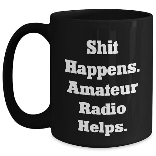 Taza de café negra para radioaficionados 15oz miniatura 1