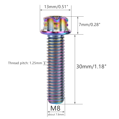 Image of 4Pcs Titanium Bolt Flange Torx Head M8 M10 x 20 25 30mm Screw Bolt for Motorcycle Car Modifications (Rainbow, M8x30mm)