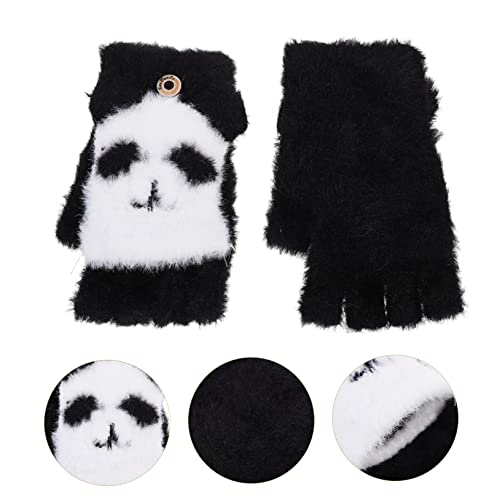 NOLITOY Half Finger Gloves Cartoon Boys and Girls Winter Gloves Flip-top Plush Warm for Christmas Winter Fun3