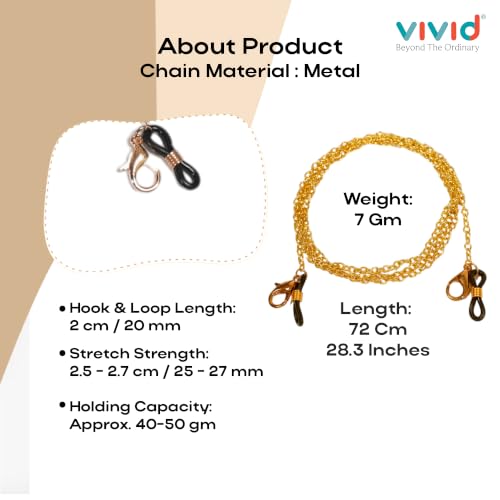 Image of Unisex Specs Holder Hook & Loop Anit Slip Eyewear Lanyard Metal Strap Chain