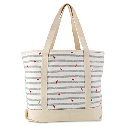 Bolsa tote de algodón DALIX 22" gris flamingo miniatura 4