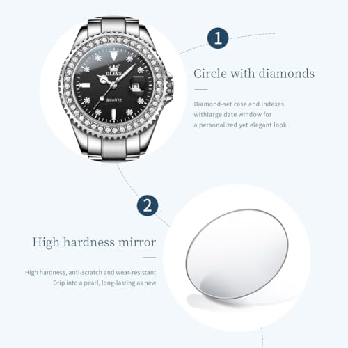 Image of OLEVS Quartz Watch Women Silver Stainless Steel Waterproof Luminous
