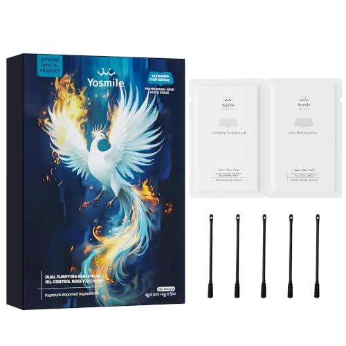 Yosmile Dual Purifying Blackhead Oil-Control Nose Patch Set, 5 Count | 2-Step Na...