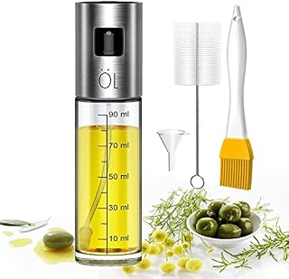 Leaflai Oil Spray Bottle, Olive Oil Sprayer, 100ml Oil Bottle with Brush and Funnel Olive Oil Dispenser for Cooking, Grilling, Salad, Baking (1 Pc)