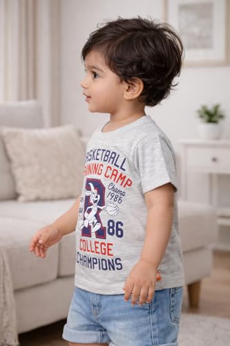 Image of BODYCARE Kids Inafant Placement Print Boys Round Neck Half Sleeves Cotton T-Shirt | Skin Friendly Regular Fit | Soft Breathable Fabric Comfortable & Durability | Pack of 1 | Mustard | Age 6-12 Months
