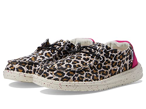 Image of HEYDUDE Wendy Cat (Little Kid /Big Kid) Loafers for Kids - Cotton-Blend Upper - Flex & Fold Technology Cheetah 3 Little Kid M