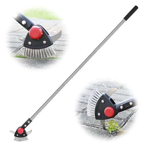 BARAYSTUS Crack Weeder Long Handle 3-in-1 Adjustable Crevice Cleaning Tool with Stainless Steel Weed...