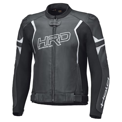 Held Street Rocket 4 Top - Sport Leder Motorrad Jacke Herren - Soft-Rind Lederjacke, Level 2 D3O Protektoren - CE zertifizierte Motorradjacke AAA Schutzklasse - Air-Vent - Schwarz Weiß - Größe 52/XL