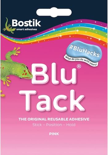 Image of Reusable Adhesive Putty Blu Tack original, Handy Size Multipurpose Sticky Tack, Removable Adhesive Putty, Clean, Safe & Easy to Use Sticky Tack for Home and Office (4, Pink)