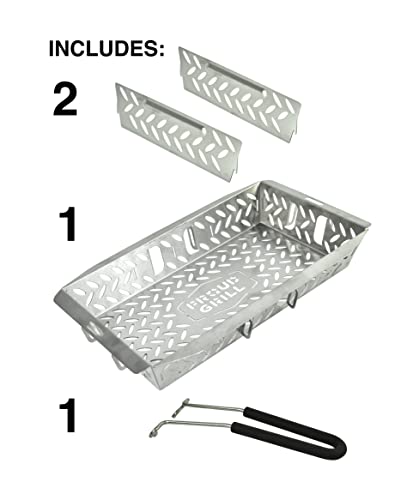 Proud Grill UltraVersatile Stainless Steel Grill Basket - Large BBQ Griddle basket for Outdoor Grill Vegetables - Meat - Fish Grill Basket with Detachable Handle & Movable Dividers