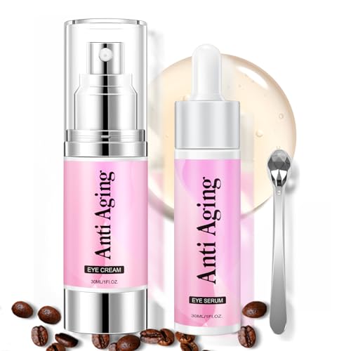 60ml Koffein Augencreme Augenserum Kit unter Augencreme Anti-Aging für dunkle Kreise und Falten Retinol Augenserum & Augenroller