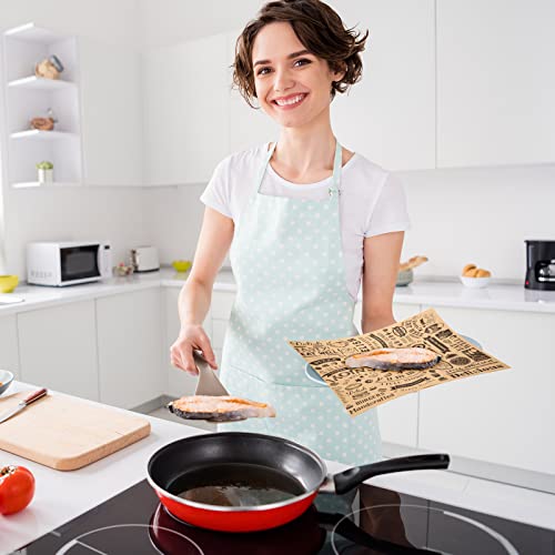 600 Pcs 12 x 12 Inch Deli Wax Paper Sheets Grease Resistant Tray Basket Liners Newsprint Paper Water and Grease Proof Sandwich Wrapping Square Hot Dog Wrappers for Food Baking (Brown) - Image 6