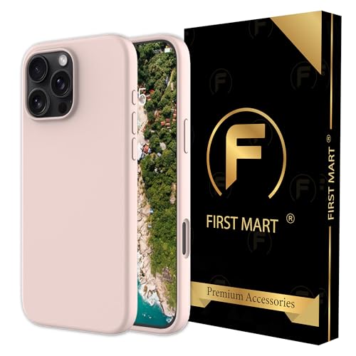 Image of FIRST MART Silicone Back Case for iPhone 16 Pro, Soft-Touch Phone Back Cover for Apple iPhone 16 Pro - Rose Pink