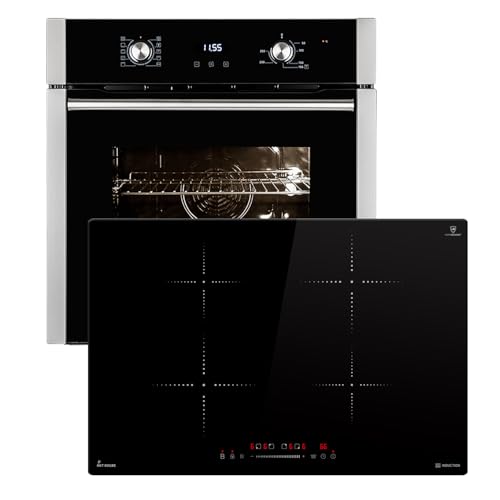 KKT KOLBE Autarkes Herdset | 60cm Einbaubackofen EB8005ED | 77cm Induktionskochfeld IH87704RL | Pizzafunktion | Grill | Umluft | Heißluft | Automatik-Timer | Wärmeschutzverglasung | SET8005IH877RL