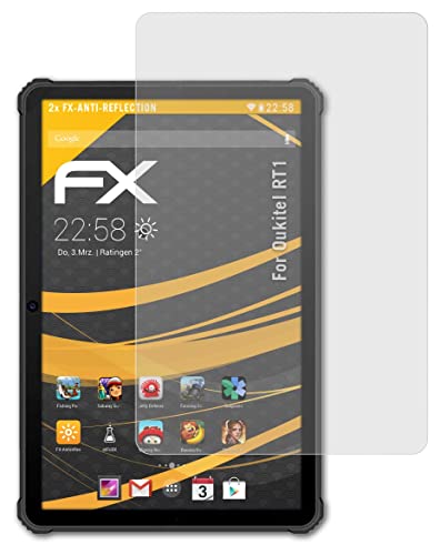 atFolix Panzerfolie kompatibel mit Oukitel RT1 Schutzfolie, entspiegelnde und stoßdämpfende FX Folie (2X) Cover