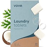 Vove Plastic-Free Laundry Detergent Blocs - 60 Ultra-Concentrated Tablets, Better Than Pods & Sheets - 5-Layer PureStack Technology, 3X Enzyme Power, Fragrance Free, Eco-Friendly