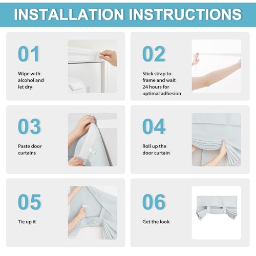 Image of RYB HOME Blackout French Door Curtain - Privacy Thermal Insulated Window Shades for Patio Kitchen Front Entry Back Door Glass Window, Self Adhesive No Drill, 1 Panel, 12 inch W x 69 inch L, Greyish White