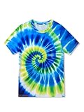 TongKiKi Boys Tie Dye Shirt Hippies Senior Rainbow Tees Short Sleeve T Shirts for Kids,Chromata Vortex,9-11Y