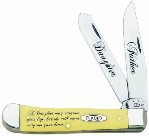 Case XX Knives Father and Daughter Yellow Delrin Trapper Stainless Pocket Knife CAT-FD/Y