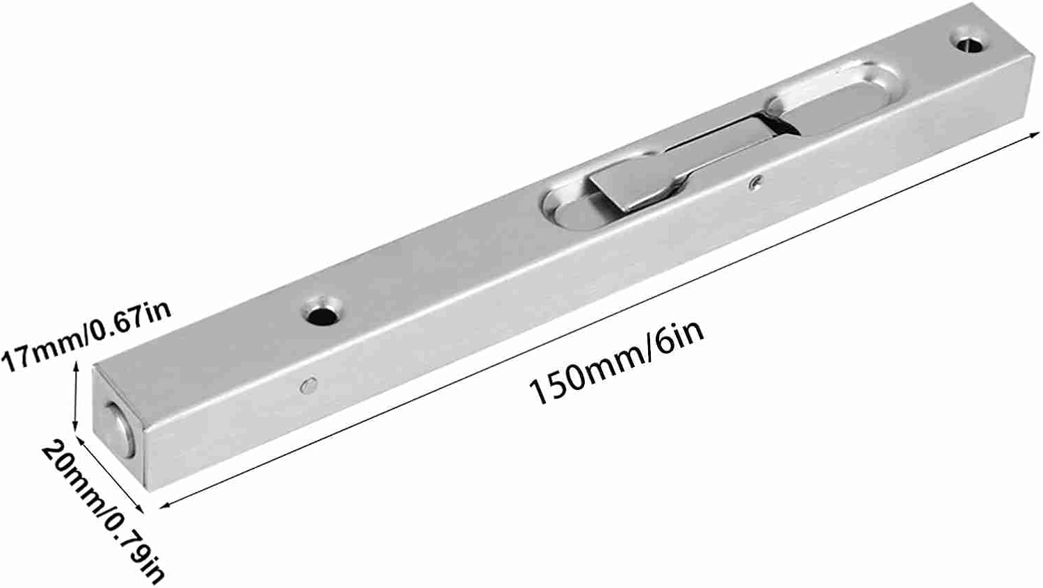 Home Gate Door Security Guard 304 Stainless Steel Flush Latch Bolt Slide Lock (6-inch 304 Brushed Wire (not Transparent to Steel))