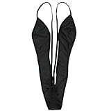 iixpin Damen Monokini Slingshot Micro Mini Bikini Einteiler Erotik-Body Badeanzug Thong Teddy G-String Schwarz One Size