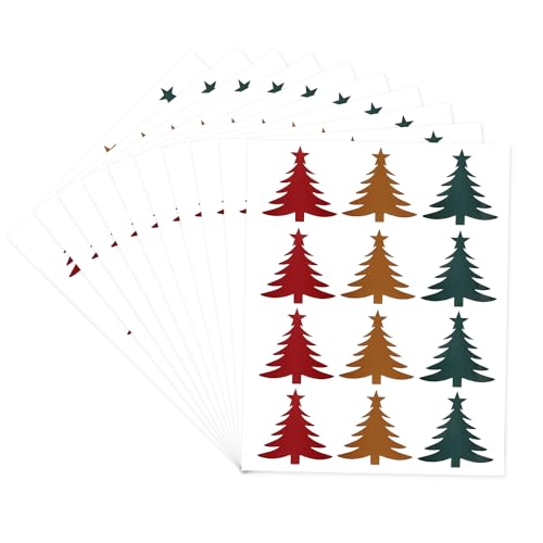 10 Sheets Christmas Envelope Seal Stickers, 120pcs Decorative Envelope Seals - Christmas Tree Labels for Invitation Greeting Card, (3 Colors)